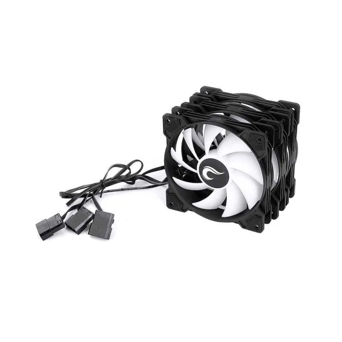 Kit c/3 Ventoinhas Gamer Rise Mode X Led Rainbow Black 120mm 1200 RPM - RM-XLD-01-RBW Kit c/3 Ventoinhas Gamer Rise Mode X Led Rainbow Black 120mm 1200 RPM - RM-XLD-01-RBW