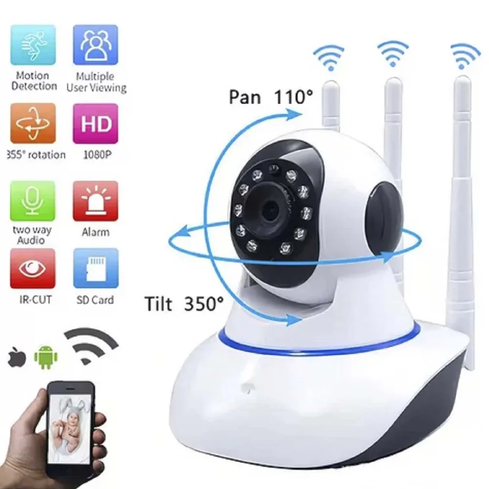 Camera Ip Wifi 3 Antenas App Yoosee Onvif Full Hd P2p 360º Camera Ip Wifi 3 Antenas App Yoosee Onvif Full Hd P2p 360º