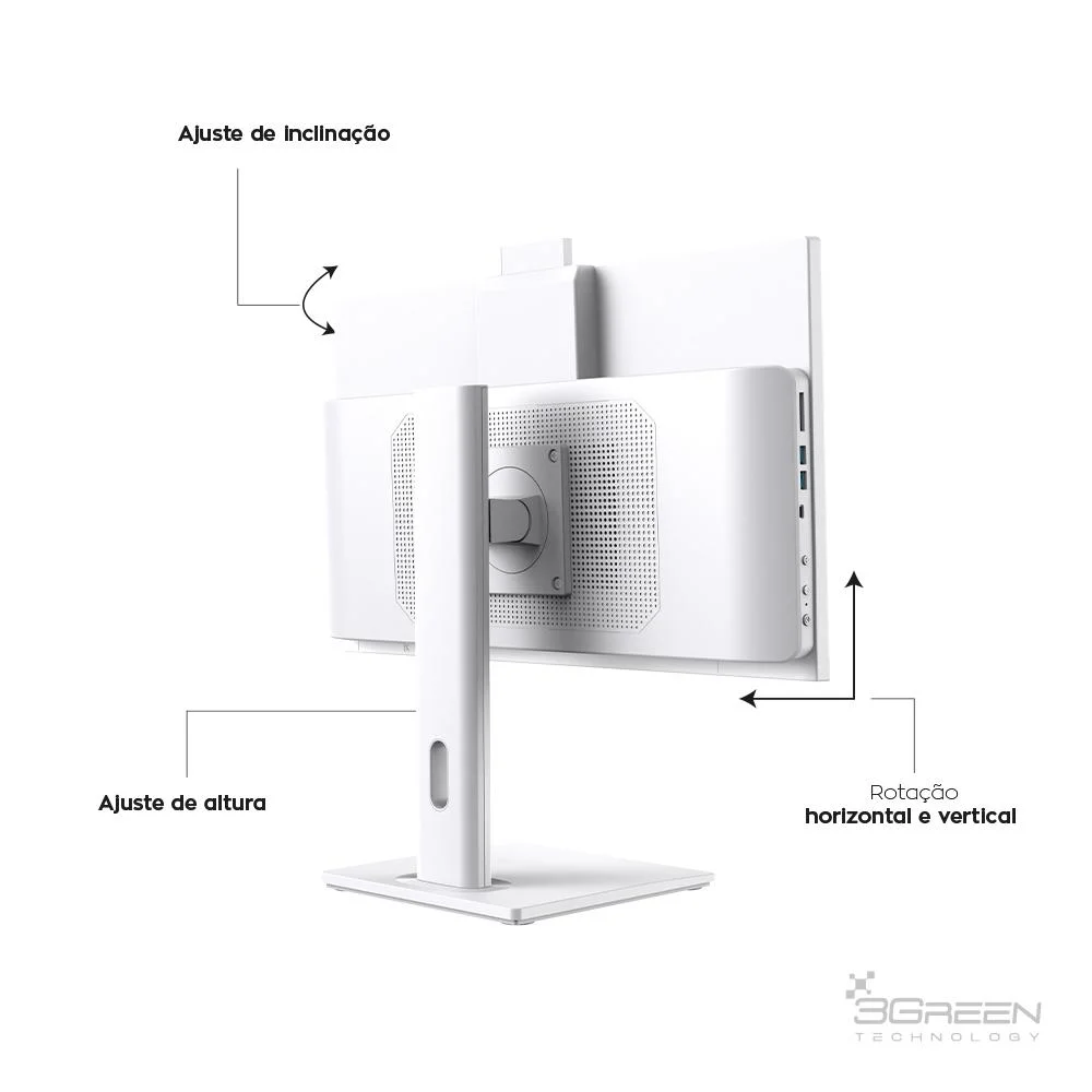 "Computador All In One 24"" Branco, Intel i5 9400, 16gb Ddr4, SSD 256gb, WINDOWS 11  , Webcam, Wi-fi, 3green Unique" em Campinas - foto 2