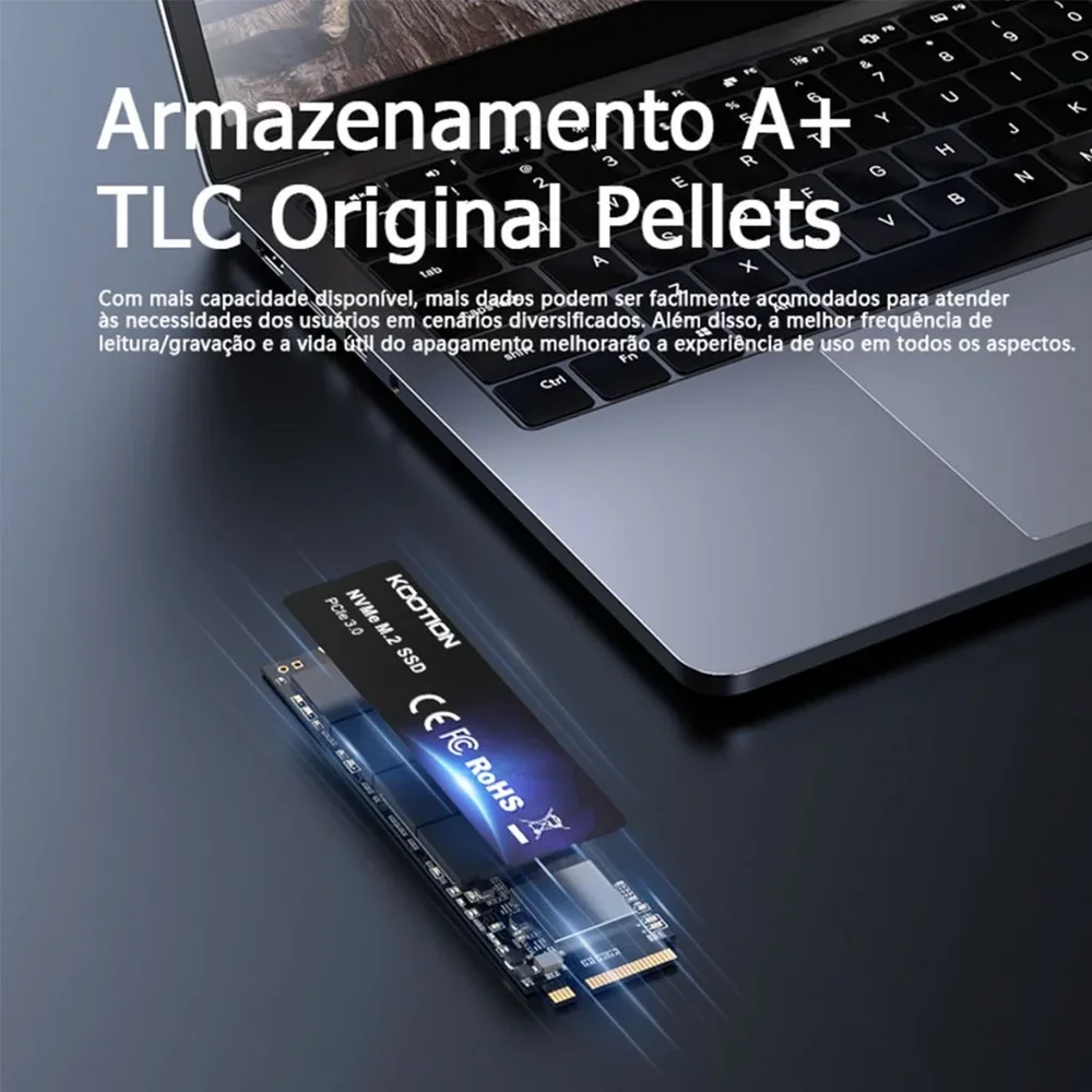 HD SSD Kootion 512GB M.2 NVMe PCIe 3.0 com Tecnologia 3D NAND Armazenamento Interno de Alta Performance