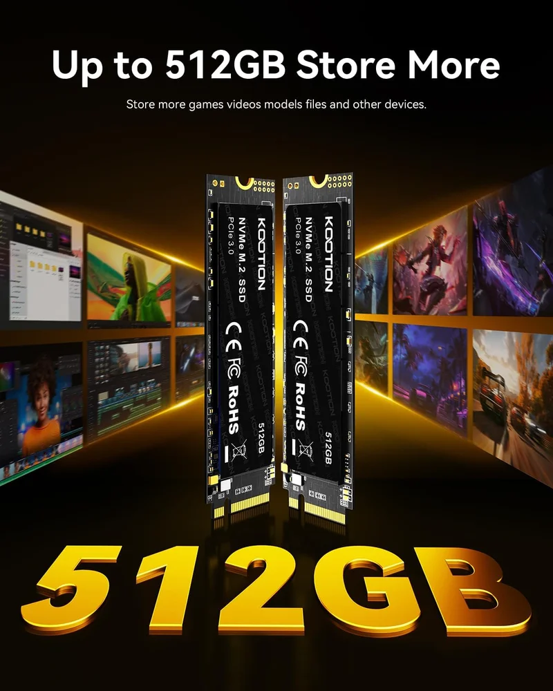 HD SSD Kootion 512GB M.2 NVMe PCIe 3.0 com Tecnologia 3D NAND Armazenamento Interno de Alta Performance