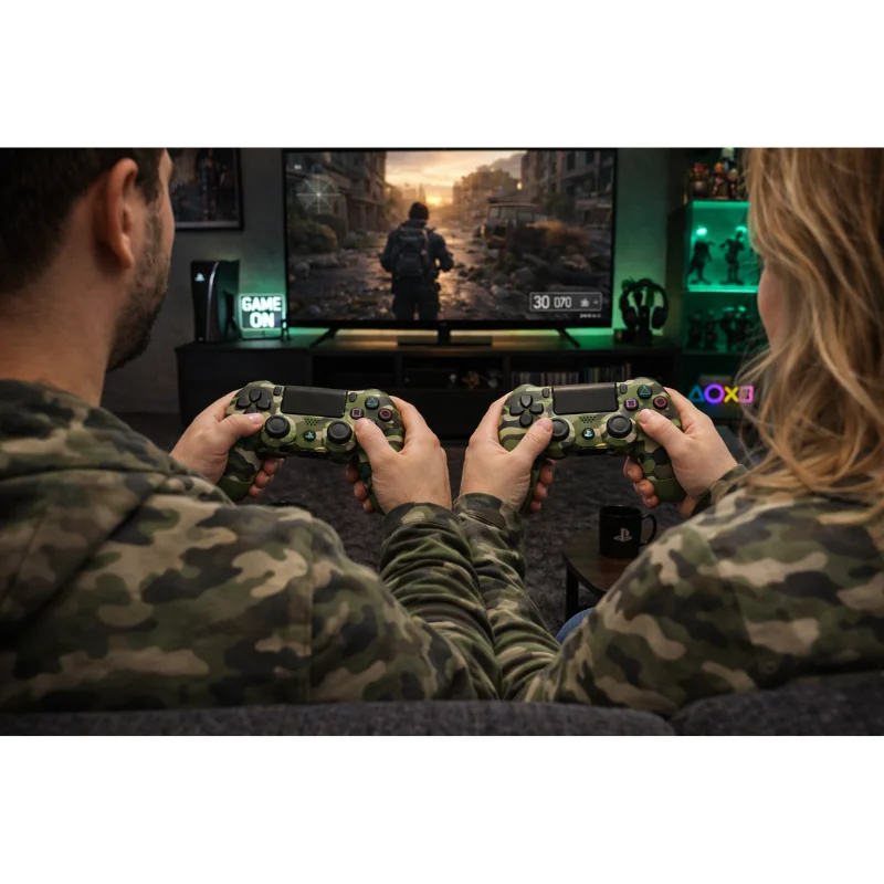 Controle Sem Fio Compatível Com Play4 Ps4 Playstation 4 / Slim / Pro / PC E Smart Tvs Samsung Cor:verde Camuflado Controle Sem Fio Compatível Com Play4 Ps4 Playstation 4 / Slim / Pro / PC E Smart Tvs Samsung Cor:verde Camuflado