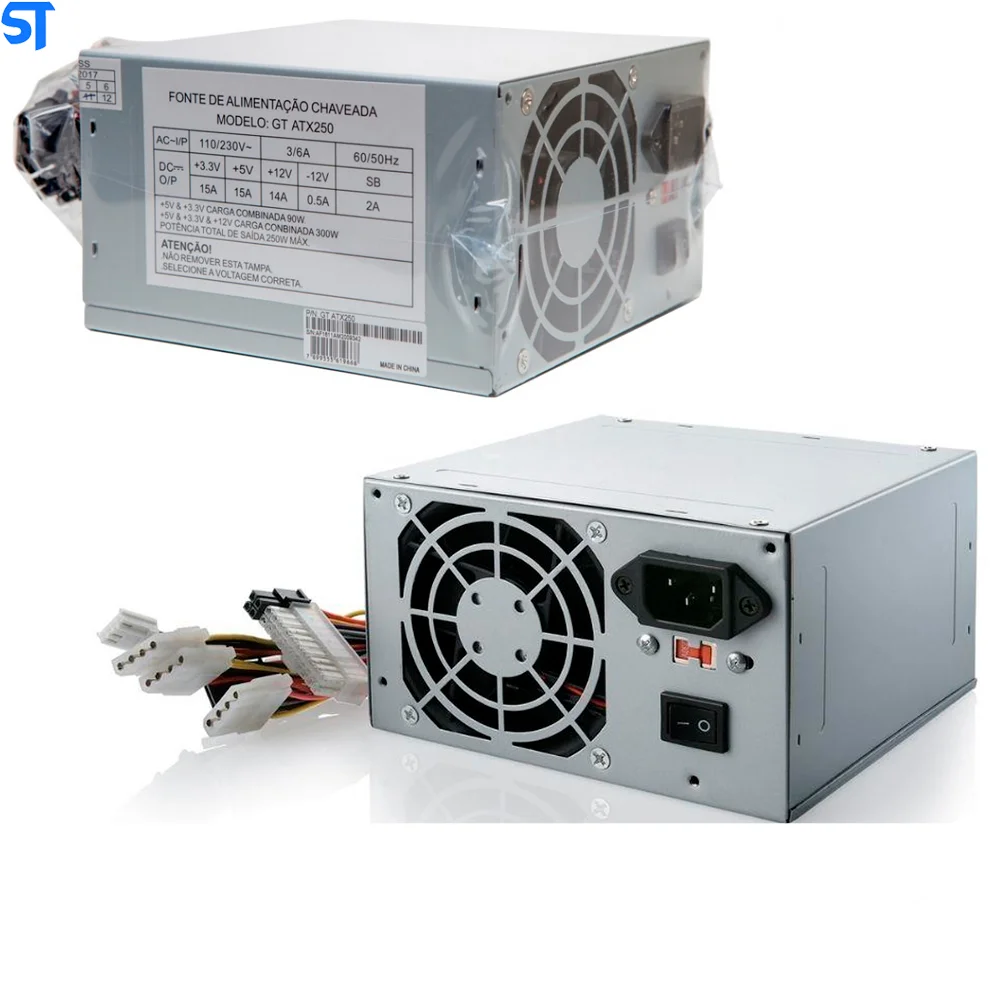 Fonte De Alimentação Atx Goldentec 250w Real (gt Atx250) S/cabo Fonte De Alimentação Atx Goldentec 250w Real (gt Atx250) S/cabo