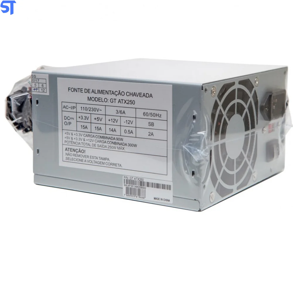 Fonte De Alimentação Atx Goldentec 250w Real (gt Atx250) S/cabo Fonte De Alimentação Atx Goldentec 250w Real (gt Atx250) S/cabo