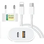 Carregador Turbo 40w Duplo Usb Lightning Para Iphone 8 X Xr 11 12 13 14 Pro Max Branco Rápido Cabo 1m