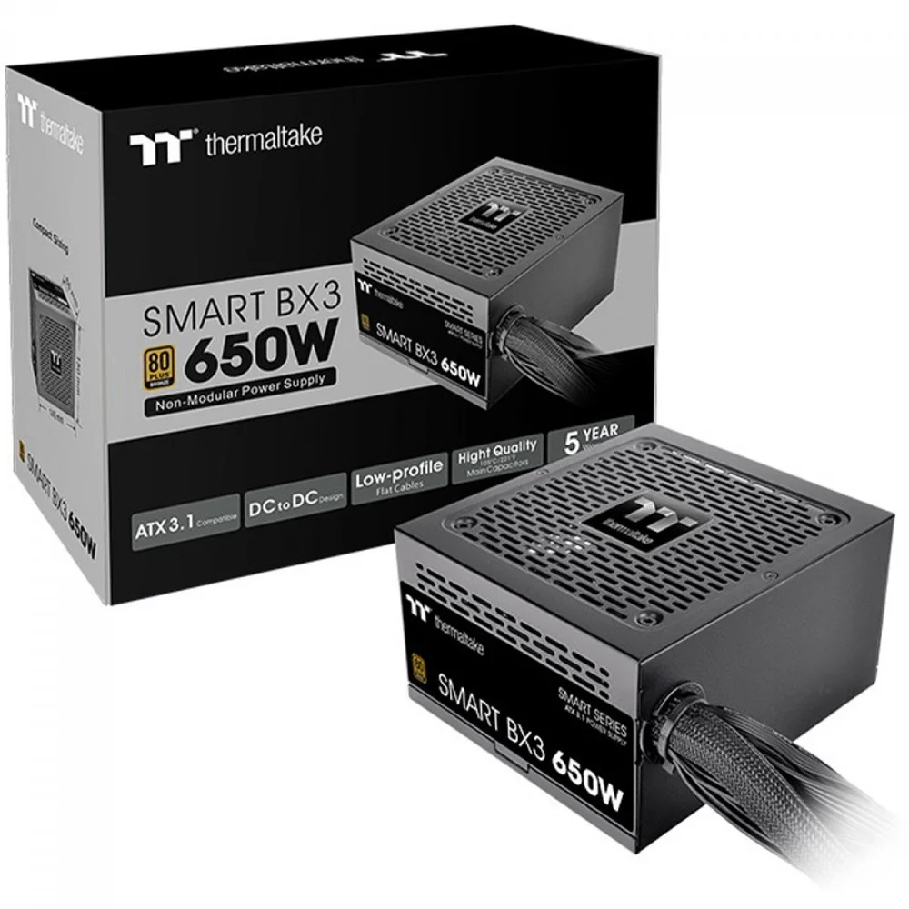 Fonte Thermaltake Toughpower Smart Bx3, 650w, 80 Plus Bronze, Pfc Ativo, Preto, Ps-spd-0650nnfabb-3 Fonte Thermaltake Toughpower Smart Bx3, 650w, 80 Plus Bronze, Pfc Ativo, Preto, Ps-spd-0650nnfabb-3